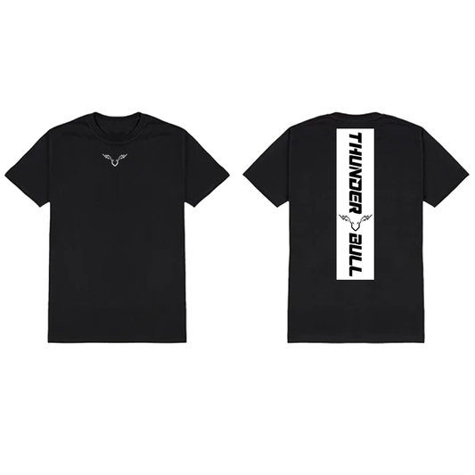 black short sleeve t-shirt logo/vertical design